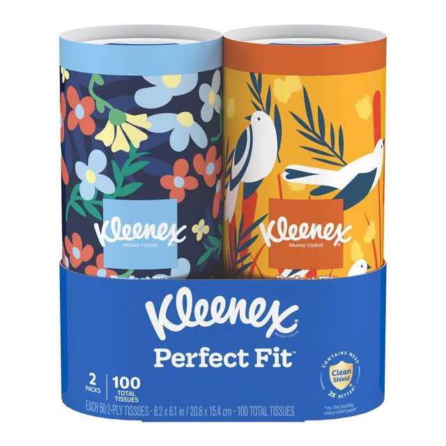 Alt view image 7 of 7 - Kleenex Perfect Fit 2-Ply Canister Facial Tissues, 2 Pack (100 Total Tissues)