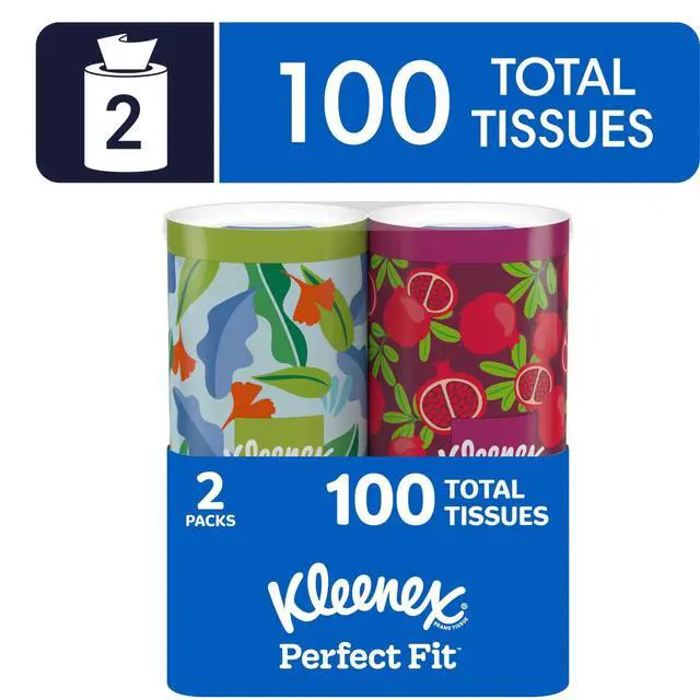 Alt view image 6 of 7 - Kleenex Perfect Fit 2-Ply Canister Facial Tissues, 2 Pack (100 Total Tissues)