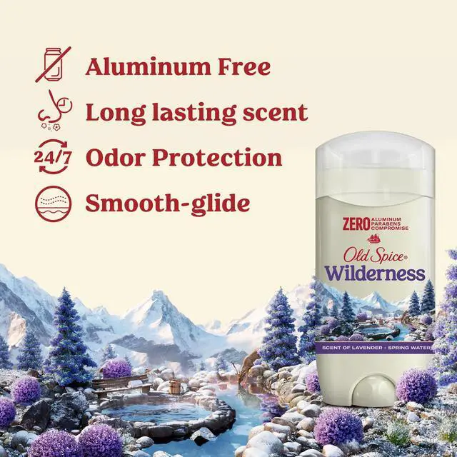 Alt view image 3 of 5 - Old Spice Aluminum Free Men's Deodorant, Invisible Solid Stick, Wilderness with Lavender, 3 oz