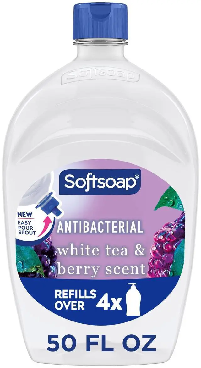 Alt view image 2 of 6 - Softsoap Antibacterial Liquid Hand Soap, New Easy Pour Spout, White Tea and Berry Scent, 50 fl oz