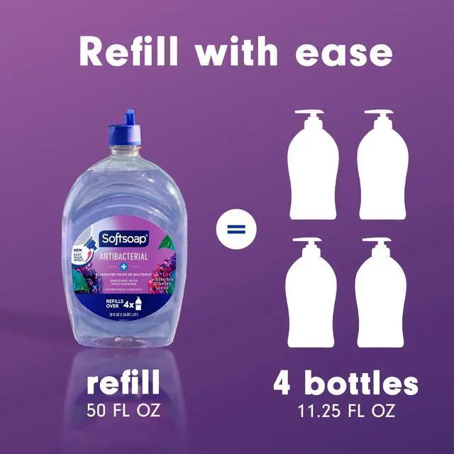 Main image of Softsoap Antibacterial Liquid Hand Soap, New Easy Pour Spout, White Tea and Berry Scent, 50 fl oz