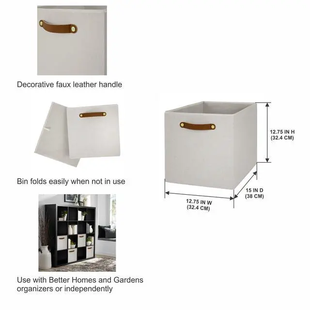 Alt view image 4 of 6 - Better Homes & Gardens Collapsible Fabric Cube Storage Bin, Vanilla