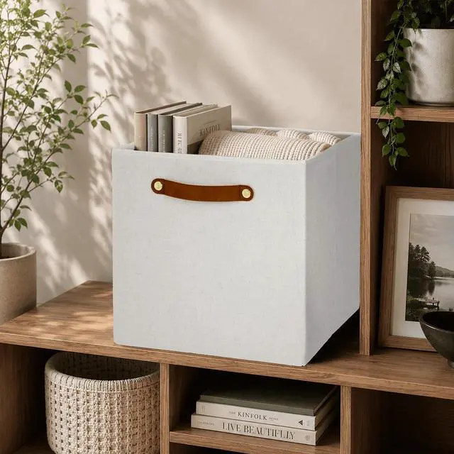 Main image of Better Homes & Gardens Collapsible Fabric Cube Storage Bin, Vanilla