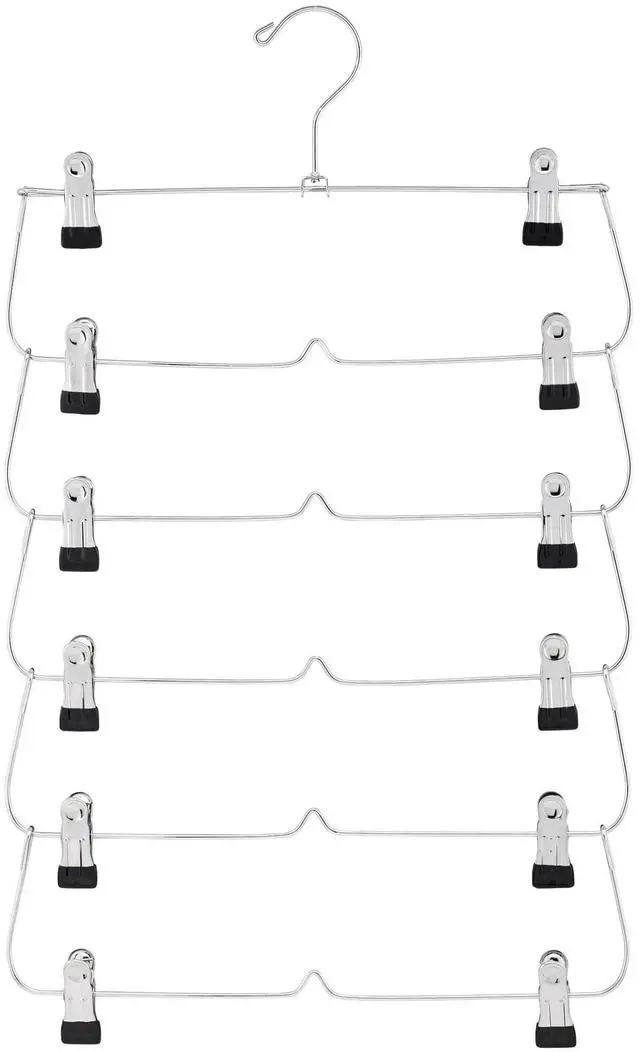 Main image of Mainstays 6-Tier Space-Saving Chrome Metal Pant & Skirt Hanger