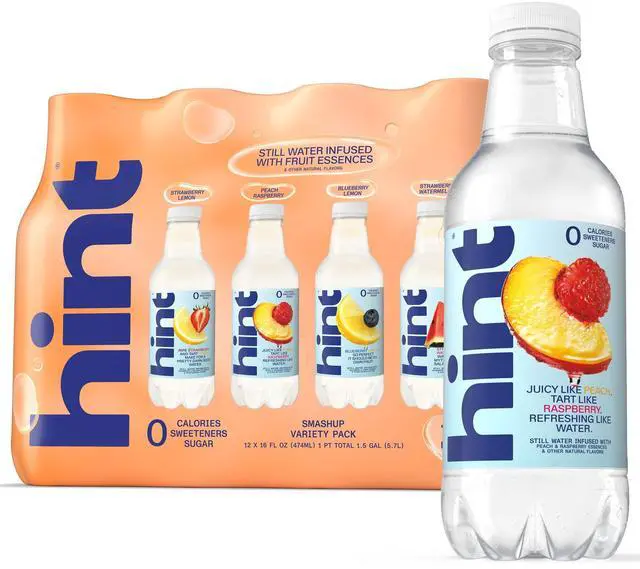 Main image of Hint Smash-Up 4-Flavor Variety Pack Flavored Water V2, 16 fl oz, 12 Pack Plastic Bottles
