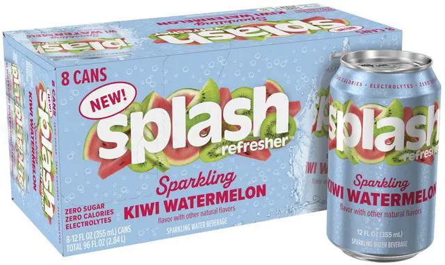 Main image of Splash Blast Sparkling Can, Kiwi Watermelon Flavor, 12 fl oz, 8-pack