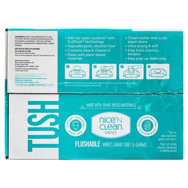 Alt view image 5 of 6 - Nice n Clean Flushable Wipes, 5 packs of 60 wipes, 300 wipes total