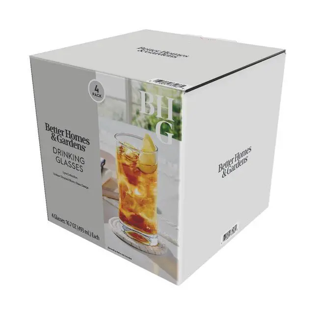 Alt view image 3 of 6 - Better Homes & Gardens Lyra Glass Drinkware Set, 16.7 oz, 4-Piece