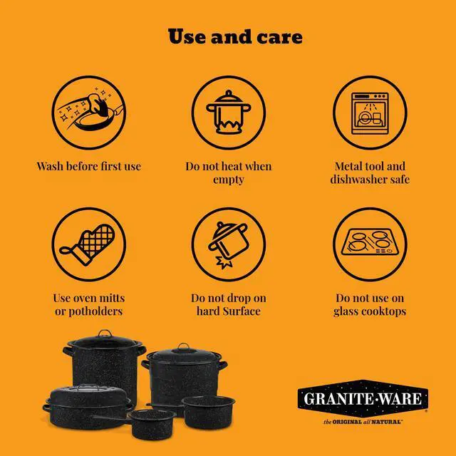 Alt view image 5 of 6 - Granite Ware 10 lb. Capacity 15 in. Covered Oval Roaster, Speckled Black Enamel on Steel