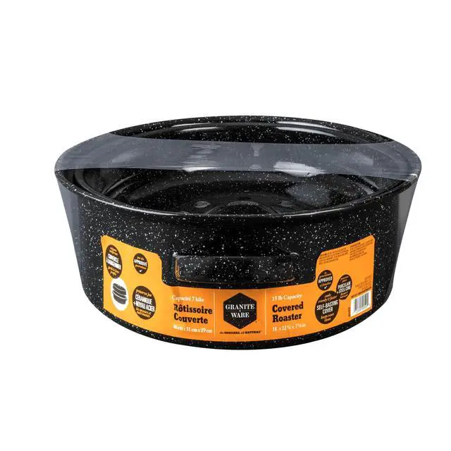Alt view image 3 of 6 - Granite Ware 10 lb. Capacity 15 in. Covered Oval Roaster, Speckled Black Enamel on Steel