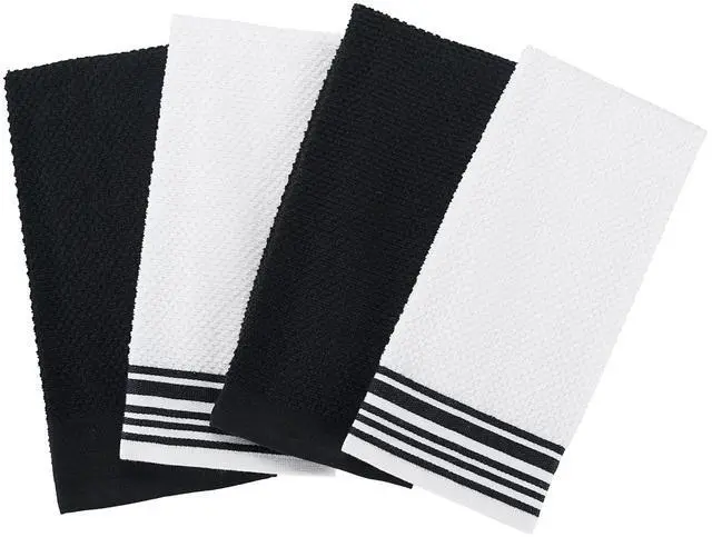 Main image of Mainstays 4-Pack 16 in x 26 in Woven Kitchen Towel Set, Black