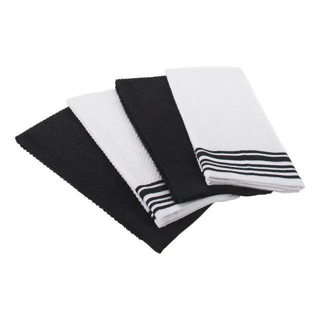 Alt view image 2 of 6 - Mainstays 4-Pack 16 in x 26 in Woven Kitchen Towel Set, Black