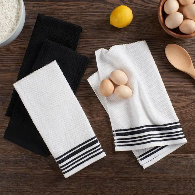 Alt view image 3 of 6 - Mainstays 4-Pack 16 in x 26 in Woven Kitchen Towel Set, Black