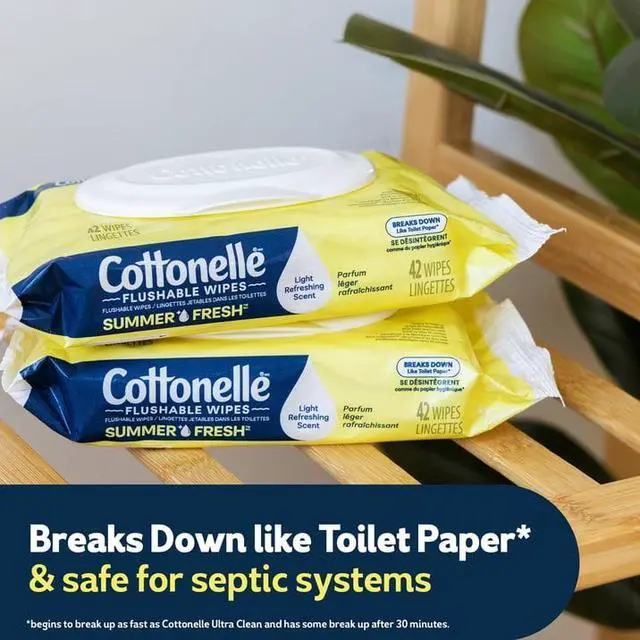 Alt view image 5 of 6 - Cottonelle Summer Fresh Scented Flushable Wipes, 2 Flip-Top Packs