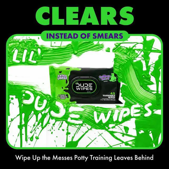 Alt view image 2 of 6 - LiL' DUDE Flushable Wipes, Extra Large Gummie Rears Wet Wipes, Gummy Bear Scent, 42 Count, 3 Pack