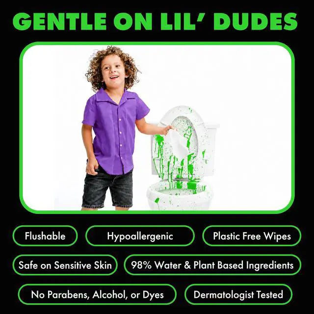 Alt view image 6 of 6 - LiL' DUDE Flushable Wipes, Extra Large Gummie Rears Wet Wipes, Gummy Bear Scent, 42 Count, 3 Pack