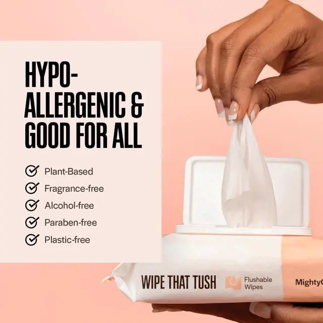 Alt view image 5 of 5 - Wipe that Tush Flushable Wipes, Aloe & Vitamin E Infused, Fragrance-Free, 3 Packs of 50 Wipes, 150 Total