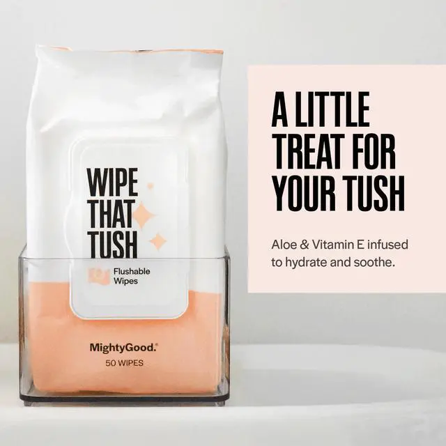 Alt view image 2 of 5 - Wipe that Tush Flushable Wipes, Aloe & Vitamin E Infused, Fragrance-Free, 3 Packs of 50 Wipes, 150 Total