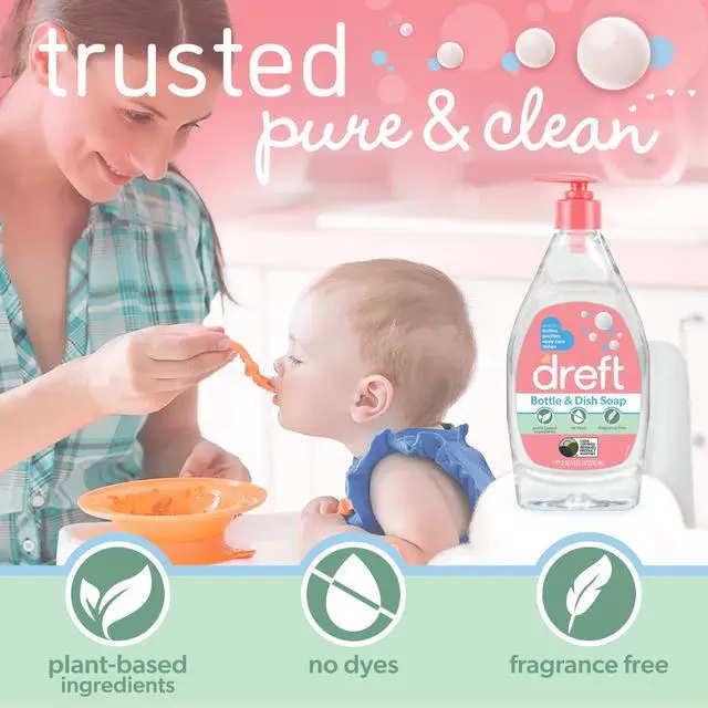 Alt view image 3 of 4 - Dreft Plant-Derived Liquid Dish Soap and Dishwashing Detergent for Baby Bottle, Fragrance Free Baby Essentials, 18 fl oz