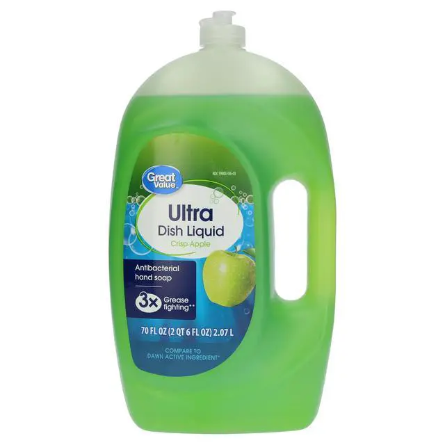 Alt view image 4 of 5 - Great Value Ultra Antibacterial Dish Liquid, Crisp Apple, 70 fl oz