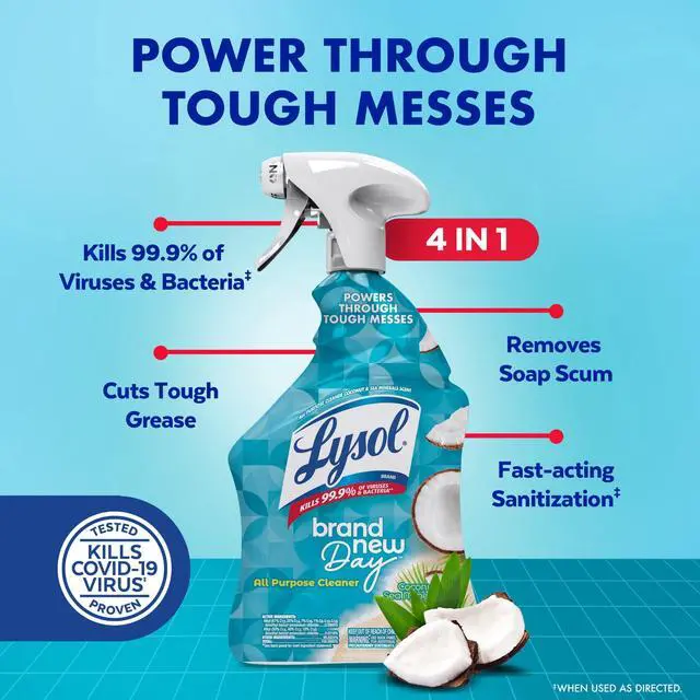 Alt view image 5 of 5 - Lysol® All-Purpose Cleaner, Sanitizing and Disinfecting Spray, to Clean and Deodorize, Coconut & Sea Minerals Scent, 32 fl oz