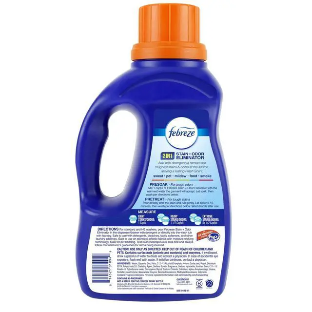 Alt view image 3 of 5 - Febreze + Oxi in-Wash Laundry Scent Booster with Stain and Odor Eliminator, Fresh Scent, 50 Fl Oz
