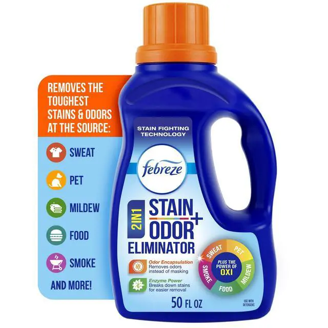 Alt view image 2 of 5 - Febreze + Oxi in-Wash Laundry Scent Booster with Stain and Odor Eliminator, Fresh Scent, 50 Fl Oz