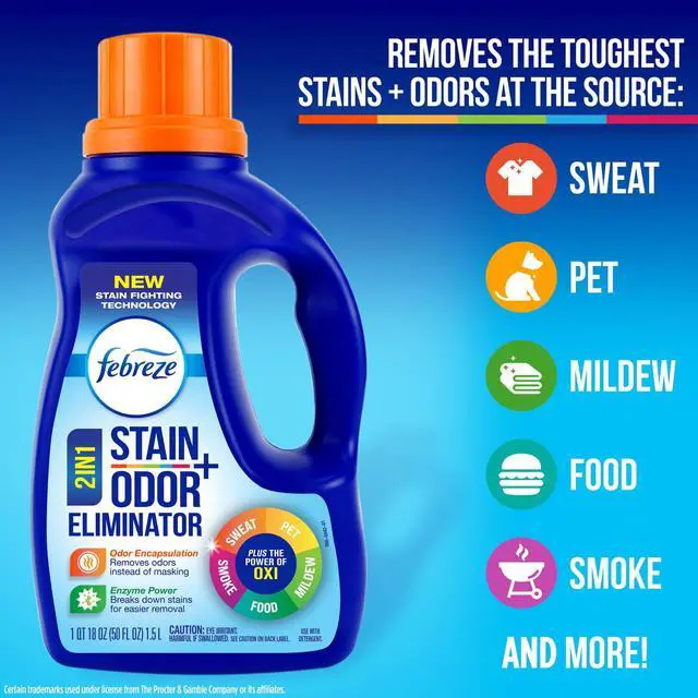 Alt view image 4 of 5 - Febreze + Oxi in-Wash Laundry Scent Booster with Stain and Odor Eliminator, Fresh Scent, 50 Fl Oz