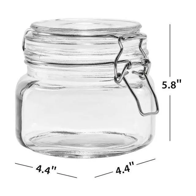 Alt view image 2 of 6 - (2 pack) Mainstays 17 oz Glass Airtight Food Storage Jar Canister with Locking Lid, Pantry Organizer Container for Dry Food, Coffee, Sugar, Spices and Kitchen Storage