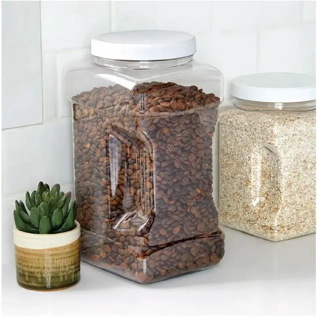Alt view image 6 of 6 - (2 pack) Mainstays 4-Quart Clear Plastic Canister with White Twist-Top Lid (1 Each) 5.83" x 5.16" x 10.20", Well Suited to Pantry Organization and Food Storage