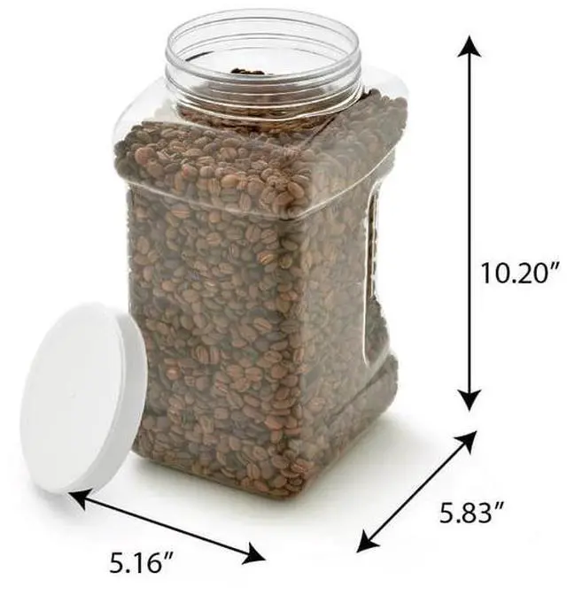 Alt view image 5 of 6 - (2 pack) Mainstays 4-Quart Clear Plastic Canister with White Twist-Top Lid (1 Each) 5.83" x 5.16" x 10.20", Well Suited to Pantry Organization and Food Storage
