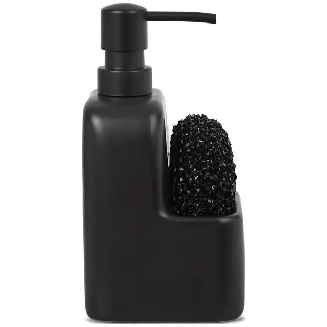 Alt view image 3 of 5 - Mainstays Ceramic Soap Dispenser with Sponge Caddy, Black