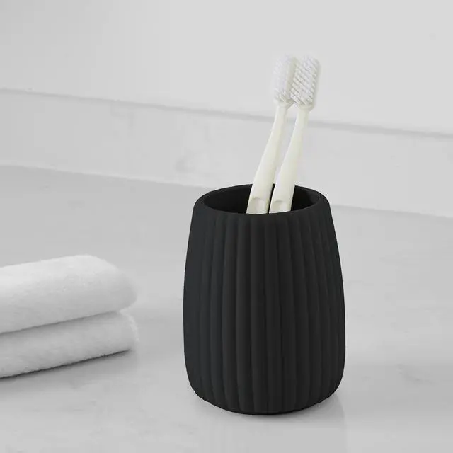 Main image of Mainstays Rubberized Plastic Ribbed Toothbrush Holder, Black