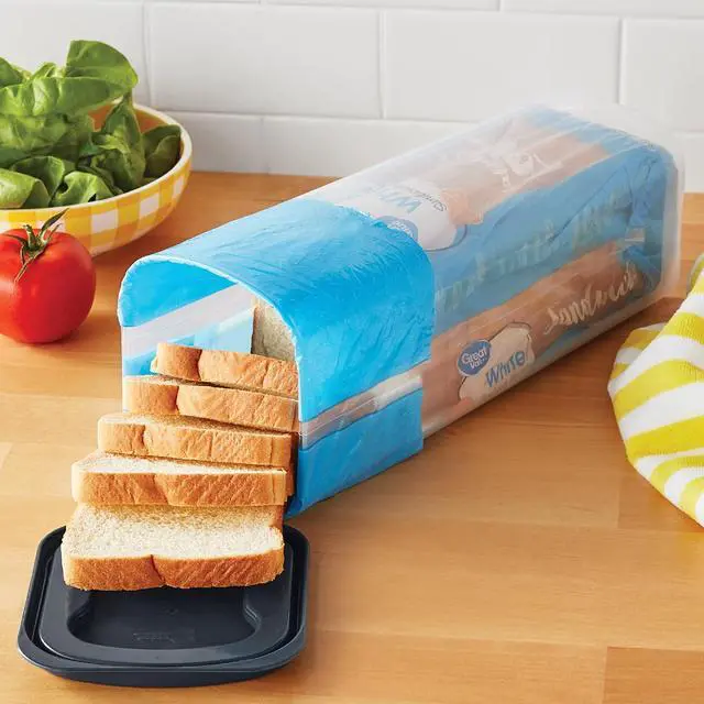 Alt view image 3 of 6 - Mainstays Plastic Bread Bin and Bread Storage Keeper Container with Lid, Pantry Bread Organizer for Loaf Bread and Food Storage, Clear with Gray Lid, 5.25" x 5.25" x 13.62"
