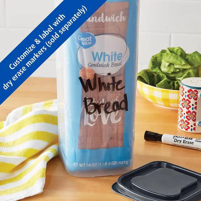 Alt view image 2 of 6 - Mainstays Plastic Bread Bin and Bread Storage Keeper Container with Lid, Pantry Bread Organizer for Loaf Bread and Food Storage, Clear with Gray Lid, 5.25" x 5.25" x 13.62"