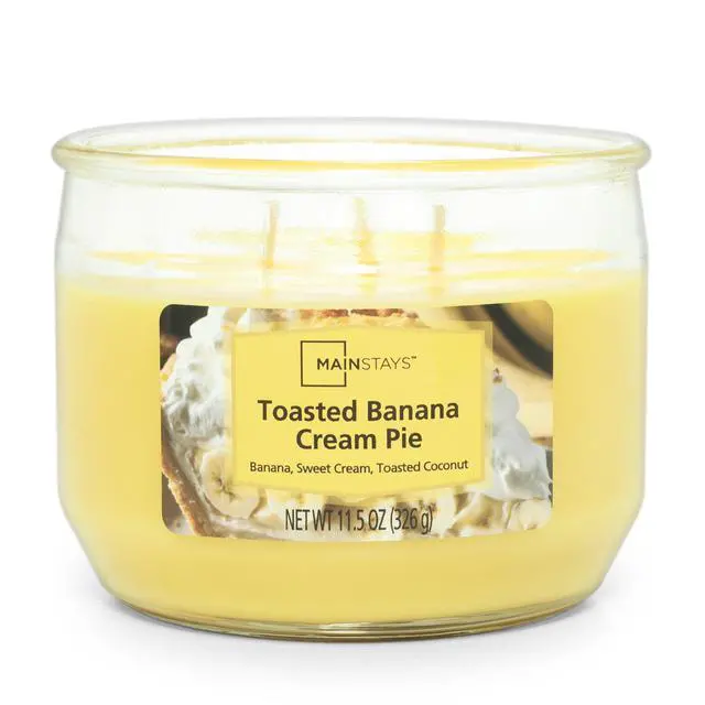 Alt view image 4 of 5 - Mainstays Toasted Banana Cream Pie Scented 3-Wick Jar Candle, 11.5 oz