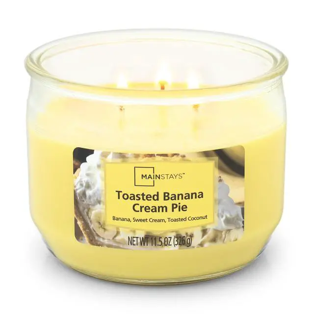 Alt view image 3 of 5 - Mainstays Toasted Banana Cream Pie Scented 3-Wick Jar Candle, 11.5 oz