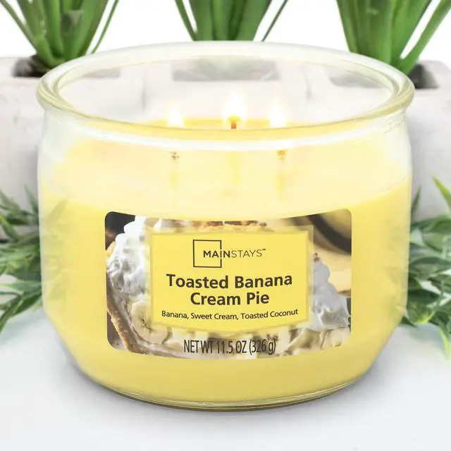 Main image of Mainstays Toasted Banana Cream Pie Scented 3-Wick Jar Candle, 11.5 oz