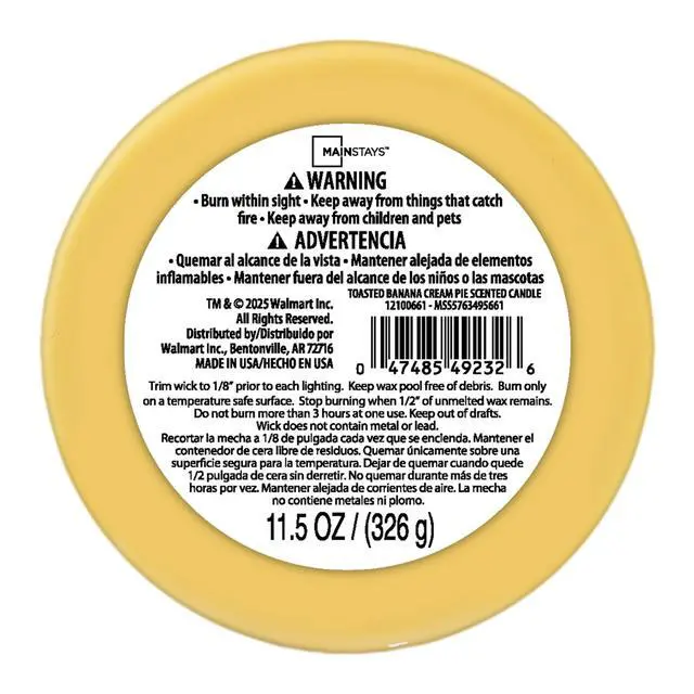 Alt view image 2 of 5 - Mainstays Toasted Banana Cream Pie Scented 3-Wick Jar Candle, 11.5 oz