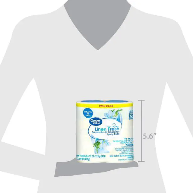 Alt view image 2 of 5 - Great Value Automatic Air Freshener Spray Refill, Linen Fresh, 12.34 oz, 2 Count
