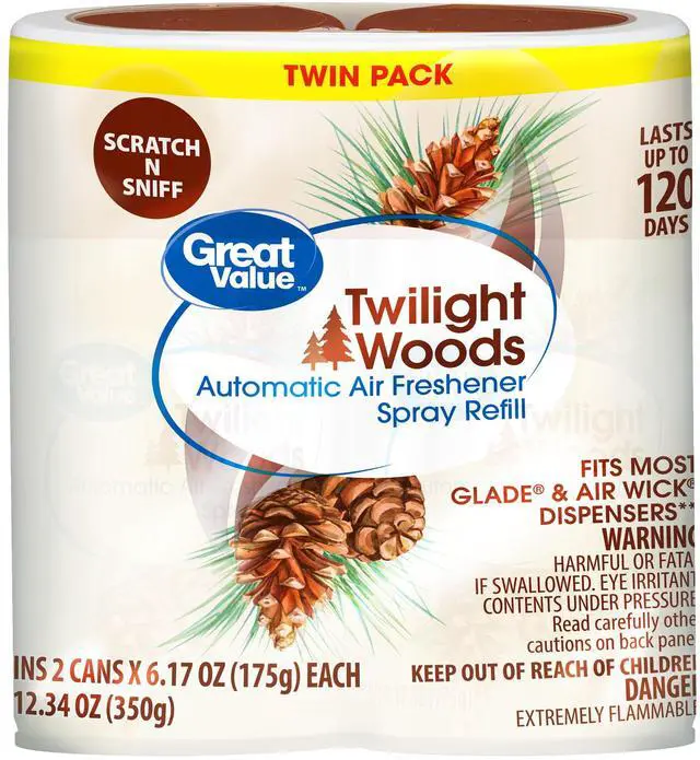 Main image of Great Value Automatic Air Freshener Spray Refill, Twilight Woods, 2 Pieces