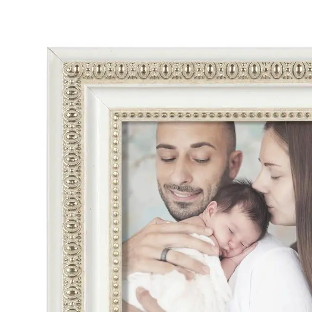 Alt view image 3 of 3 - Mainstays 5x7 Picture Frame White Ornate Tabletop Photo Frame
