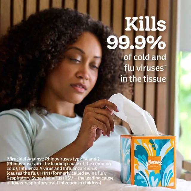 Alt view image 2 of 6 - Kleenex Anti-Viral 3-Ply Cube Box Facial Tissues, 4 Pack (220 Total Tissues)