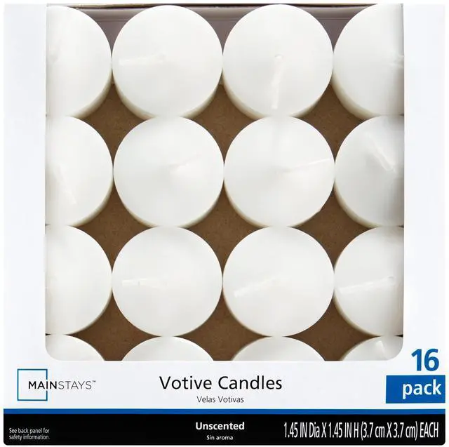 Main image of Mainstays Unscented Votive Candles, White, 16 Count