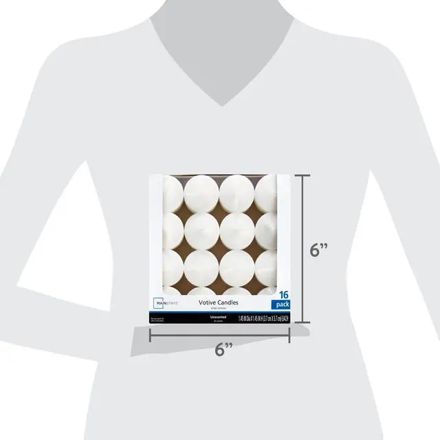 Alt view image 2 of 6 - Mainstays Unscented Votive Candles, White, 16 Count