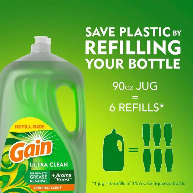 Alt view image 2 of 6 - Gain Ultra Dishwashing Liquid Dish Soap, Original Scent, 90.0 fl oz