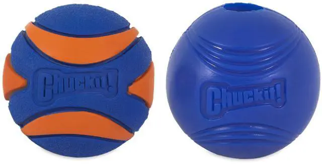 Main image of Chuckit! Sonic Ultra Squeaker Ball & Super Crunch Ball Fetch Dog Toy, Medium 2.5" for Dogs 20 to 60 lb, Blue, Pack of 2