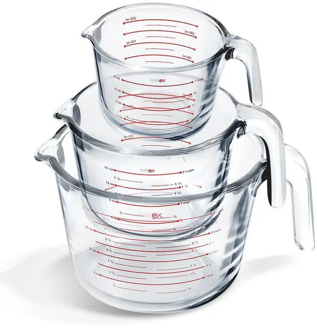 Main image of LammaLoe Glass Measuring Cup Set, 3 Piece Borosilicate Measuring Cups for Baking, Dry & Liquid Measuring, Dishwasher Safe