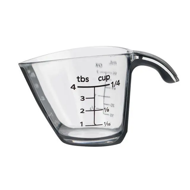 Alt view image 3 of 6 - (4 pack) Mainstays 1/4C Plastic Mini Measuring Cup, Black/Transparent