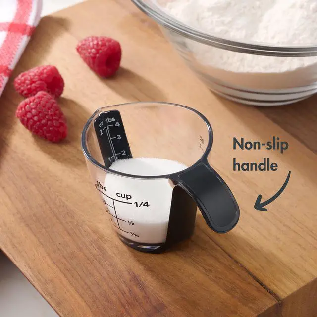 Alt view image 4 of 6 - (4 pack) Mainstays 1/4C Plastic Mini Measuring Cup, Black/Transparent